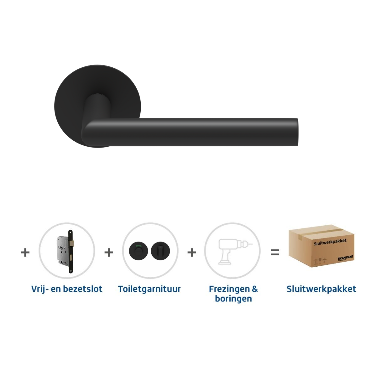 Sluitwerkpakketten met Deurkruk Orbit 19 Flat Zwart